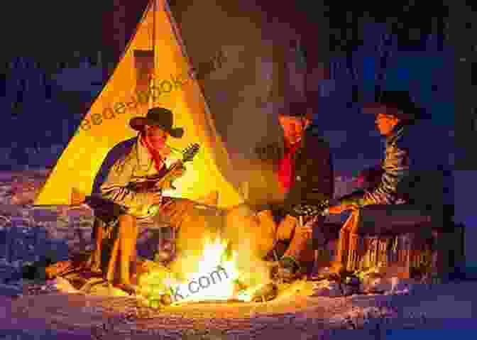 A Camp Scene In The Wilderness, With Baron French And His Companions Gathered Around A Fire The Lost Baron Allen French