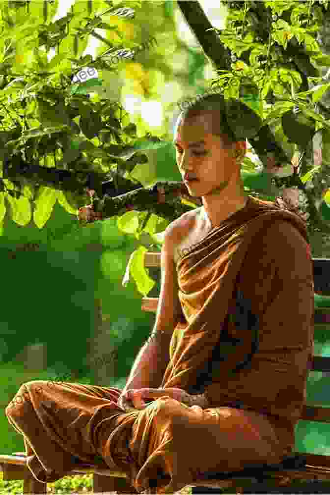 A Zen Monk Meditating In A Serene Temple Garden, Contemplating A Koan. Meditating With Koans Zhuhong