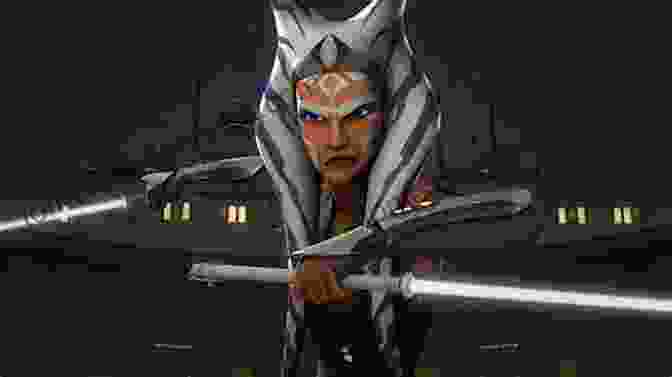 Ahsoka In Action Book Cover, Featuring Ahsoka Tano Wielding Her Lightsabers In A Fierce Stance Against A Backdrop Of The Star Wars Galaxy. DK Readers L1: Star Wars: The Clone Wars: Ahsoka In Action (DK Readers Level 1)