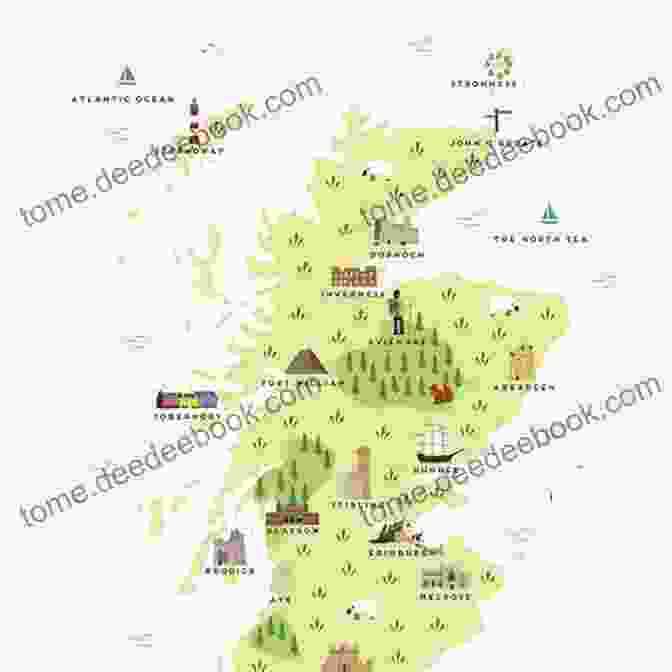 Map Of Scotland With Major Landmarks Highlighted Spirits In Awe: A True Account Of Travels In Scotland