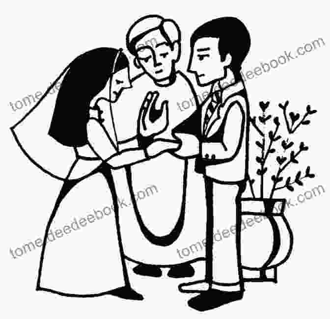 Matrimony Coloring Page With The Symbol Of A Couple Exchanging Wedding Vows The Seven Sacraments : Coloring